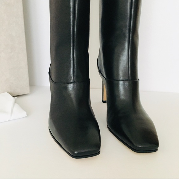 Jimmy Choo MAHESA 85 Square Heel Knee Hight Black Calf Leather Women’s B… - Picture 5 of 15